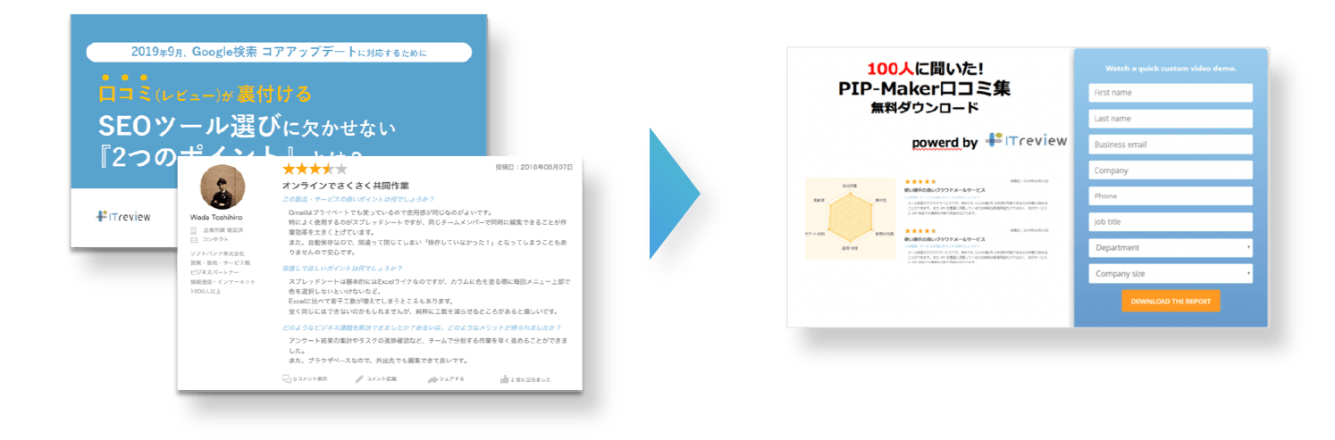 レビュー集を作成してリード獲得やナーチャリングのコンテンツに活用